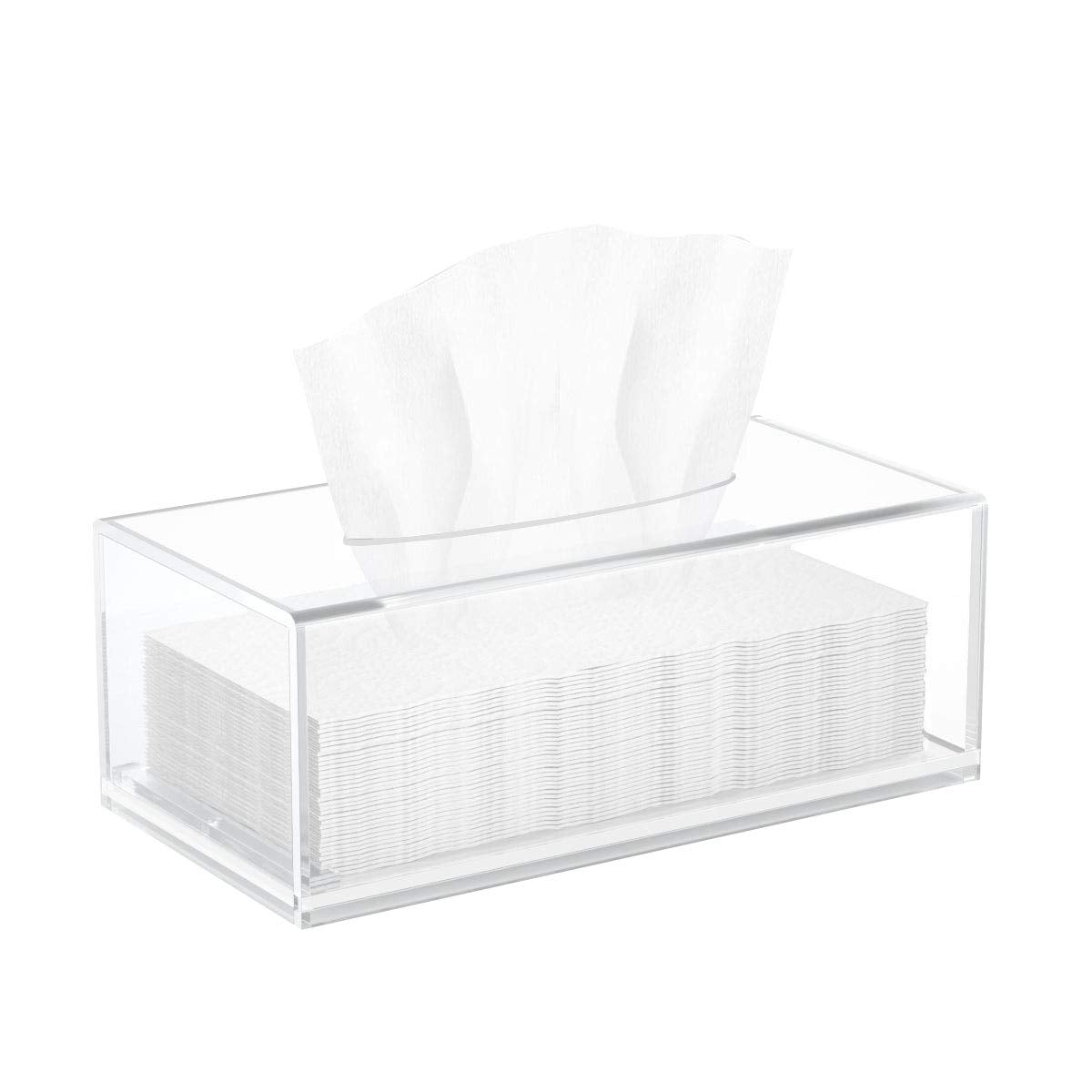 HIIMIEI Acrylic Tissue Box Cover | Clear Napkin Holder with Magnetic Bottom