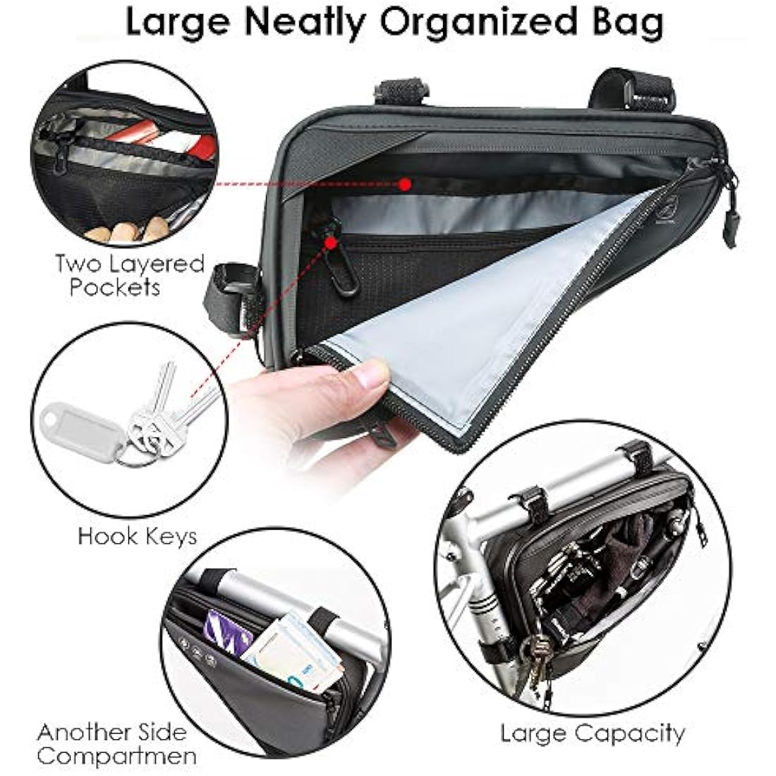 Eyein Bike Triangle Frame Bag – Waterproof Reflective Cycling Tube Pouch