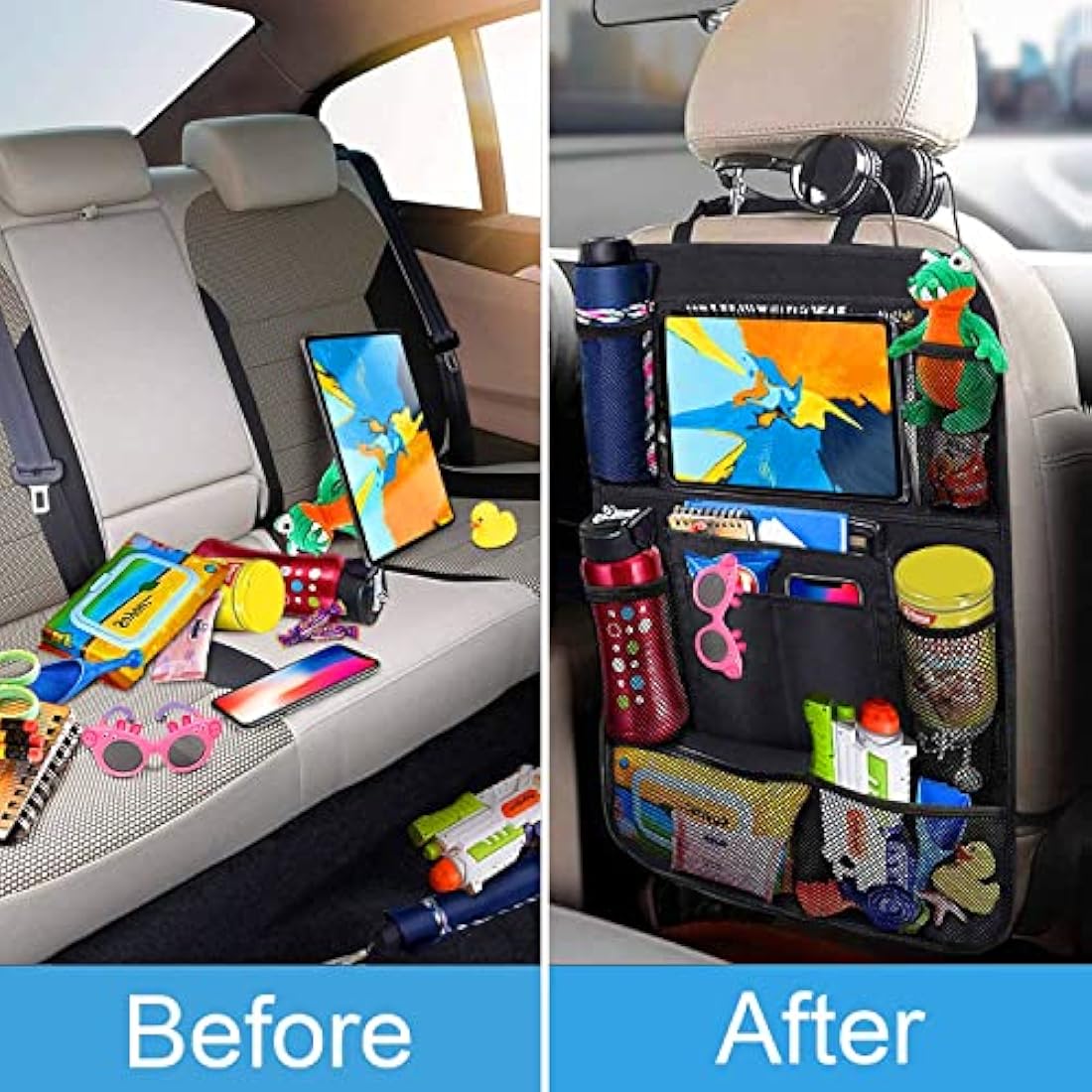 AiQInu Car Back Seat Organiser & Protector | Waterproof Oxford | 2 Pack