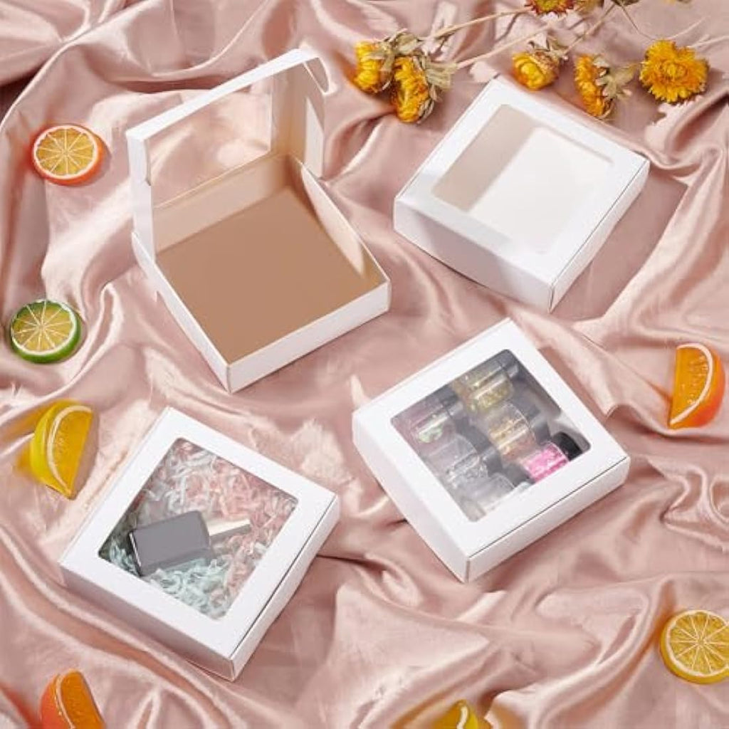 16-Pack White Kraft Paper Gift Boxes with PVC Window