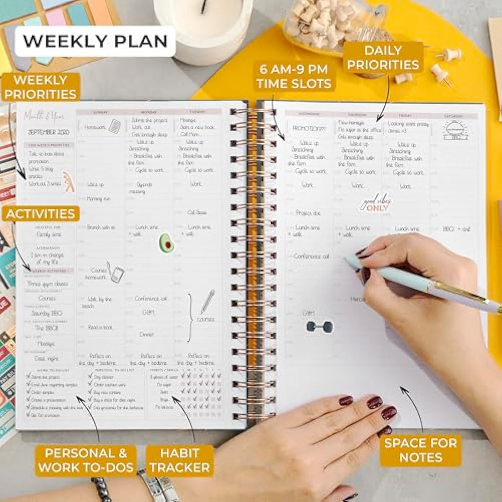 PLANBERRY Undated Hourly Schedule Planner & Budget Organizer – Ocean Depths