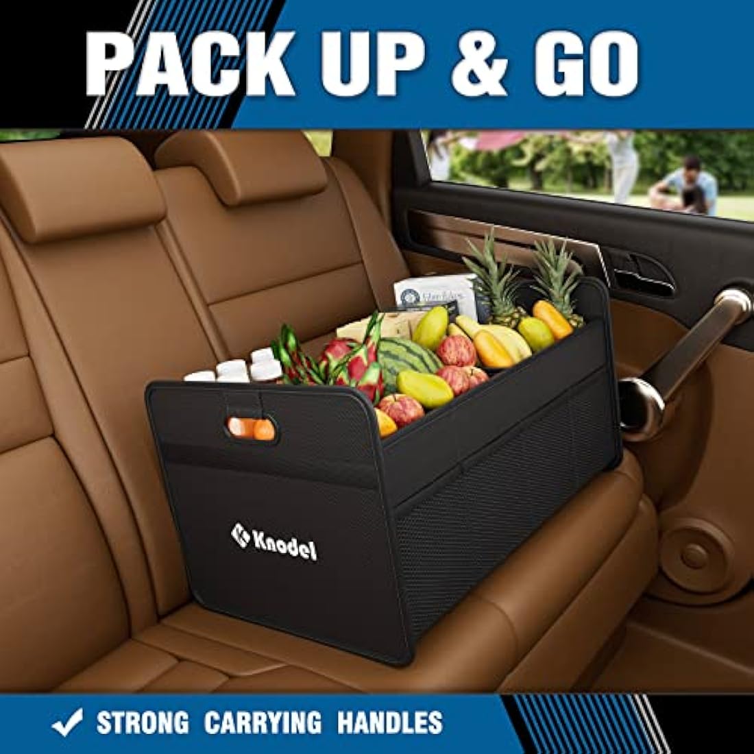 K KNODEL Car Boot Organiser | Foldable 600D Oxford Storage - Black