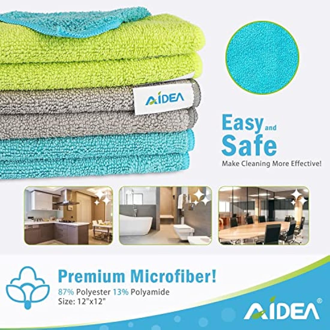 AIDEA Microfibre Cleaning Cloths – 100 Pack Absorbent Lint-Free Towels