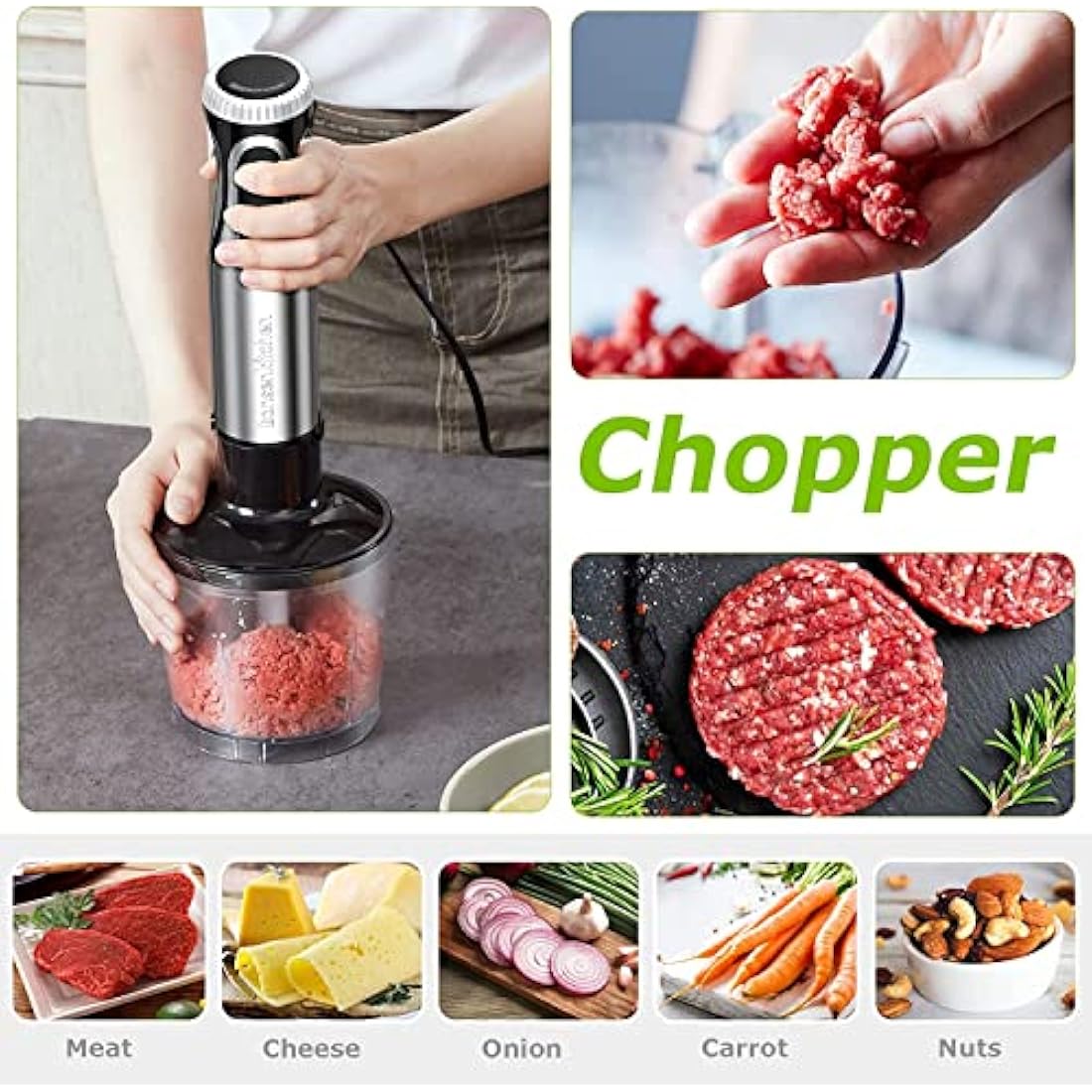 Bonsenkitchen 4-in-1 Immersion Hand Blender | 1000W Stainless Steel