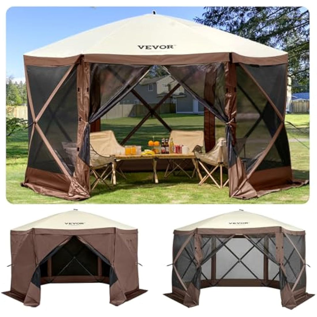 VEVOR Pop Up Gazebo Tent | 11.5x11.5FT Screen Canopy with 6 Privacy Cloths