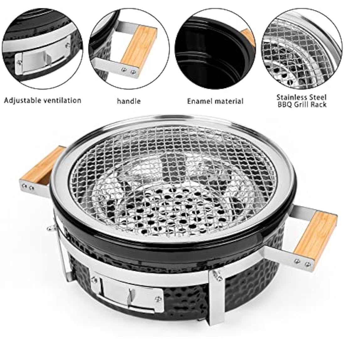 Onlyfire Portable Ceramic Clay Tabletop Charcoal Grill for Outdoor Cooking