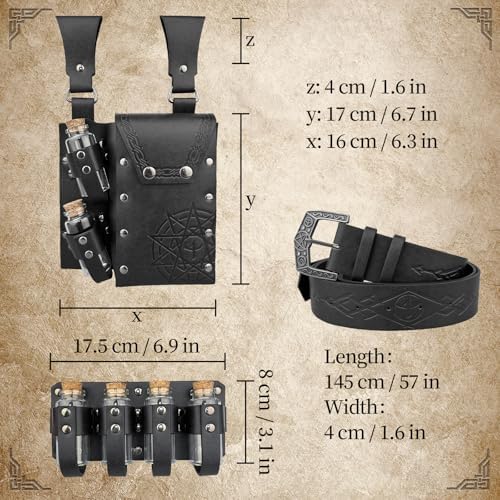 Medieval Alchemy Belt with Potion Bottles – Viking Cosplay Pouch