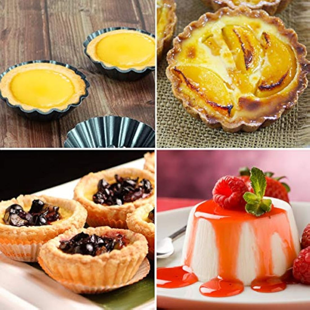 HQdeal 12-Pack Non-Stick Egg Tart Molds | Carbon Steel Mini Baking Tins