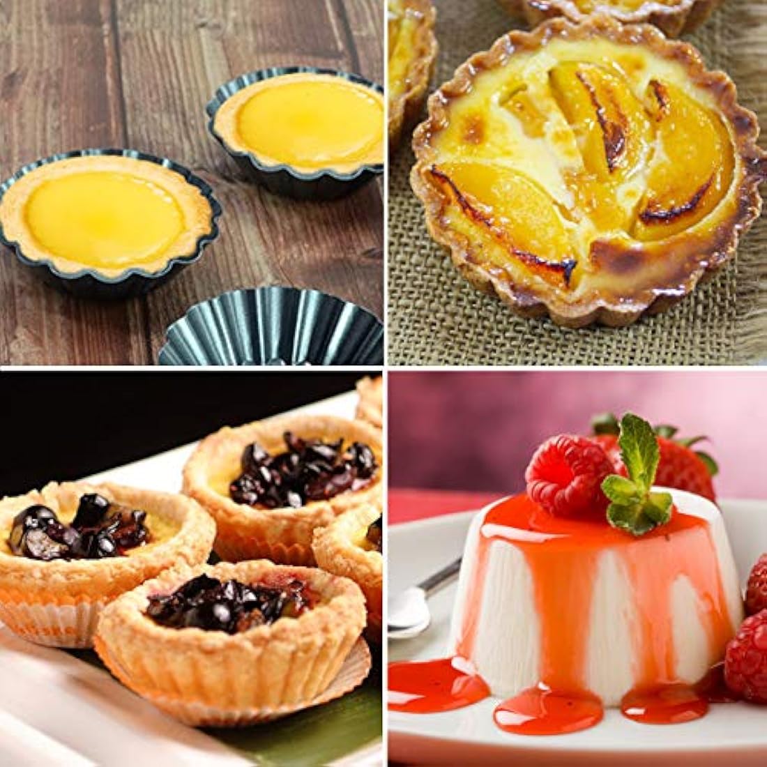 HQdeal 12-Pack Non-Stick Egg Tart Molds | Carbon Steel Mini Baking Tins