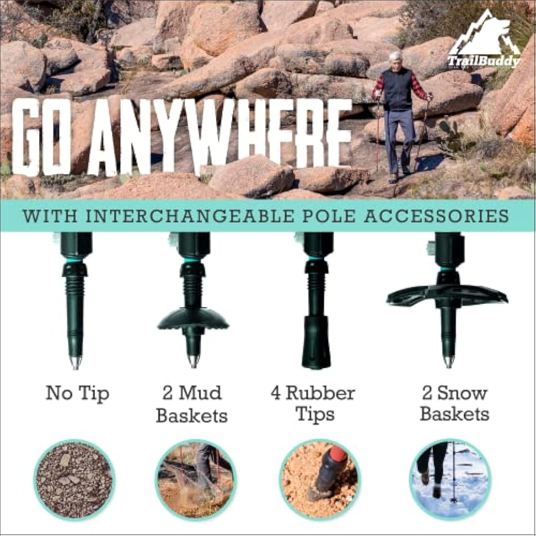 TrailBuddy Trekking Poles – Lightweight 7075 Aluminum Hiking Sticks