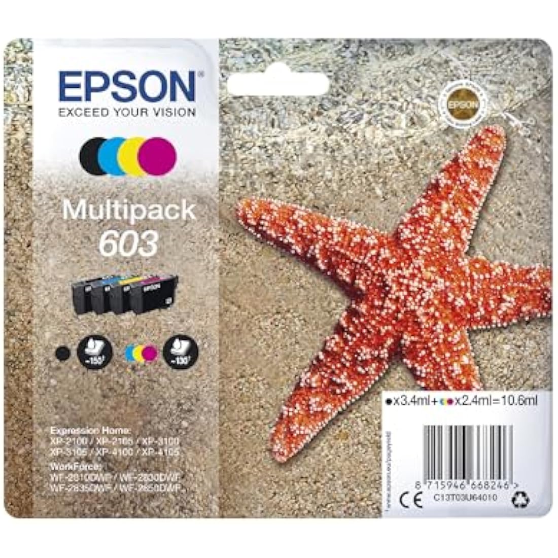 Epson 603 Starfish Genuine Ink Cartridges | 4-Color Multipack