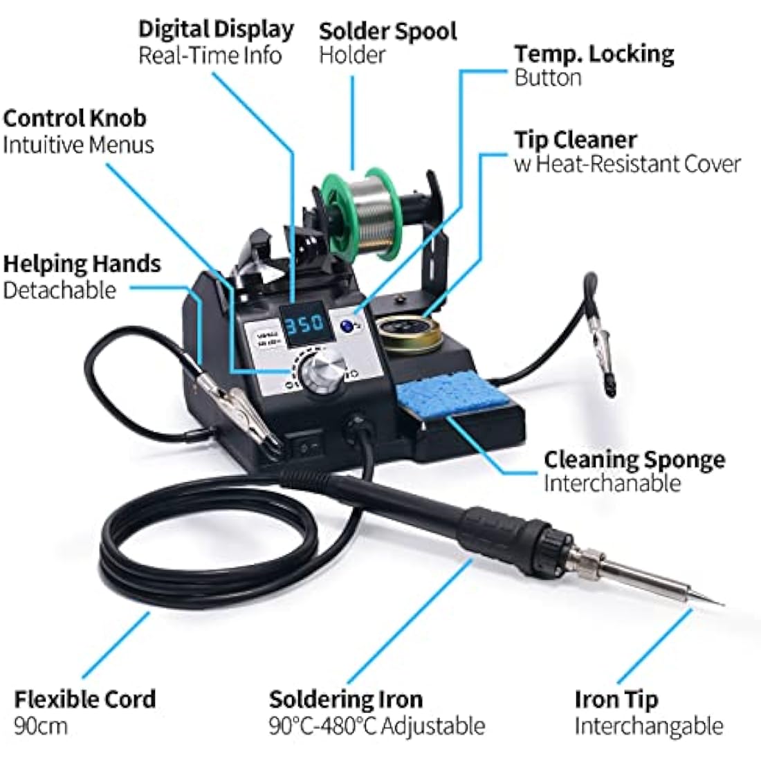 YIHUA 926LED IV 60W Digital Soldering Iron Station Kit with Helping Hands