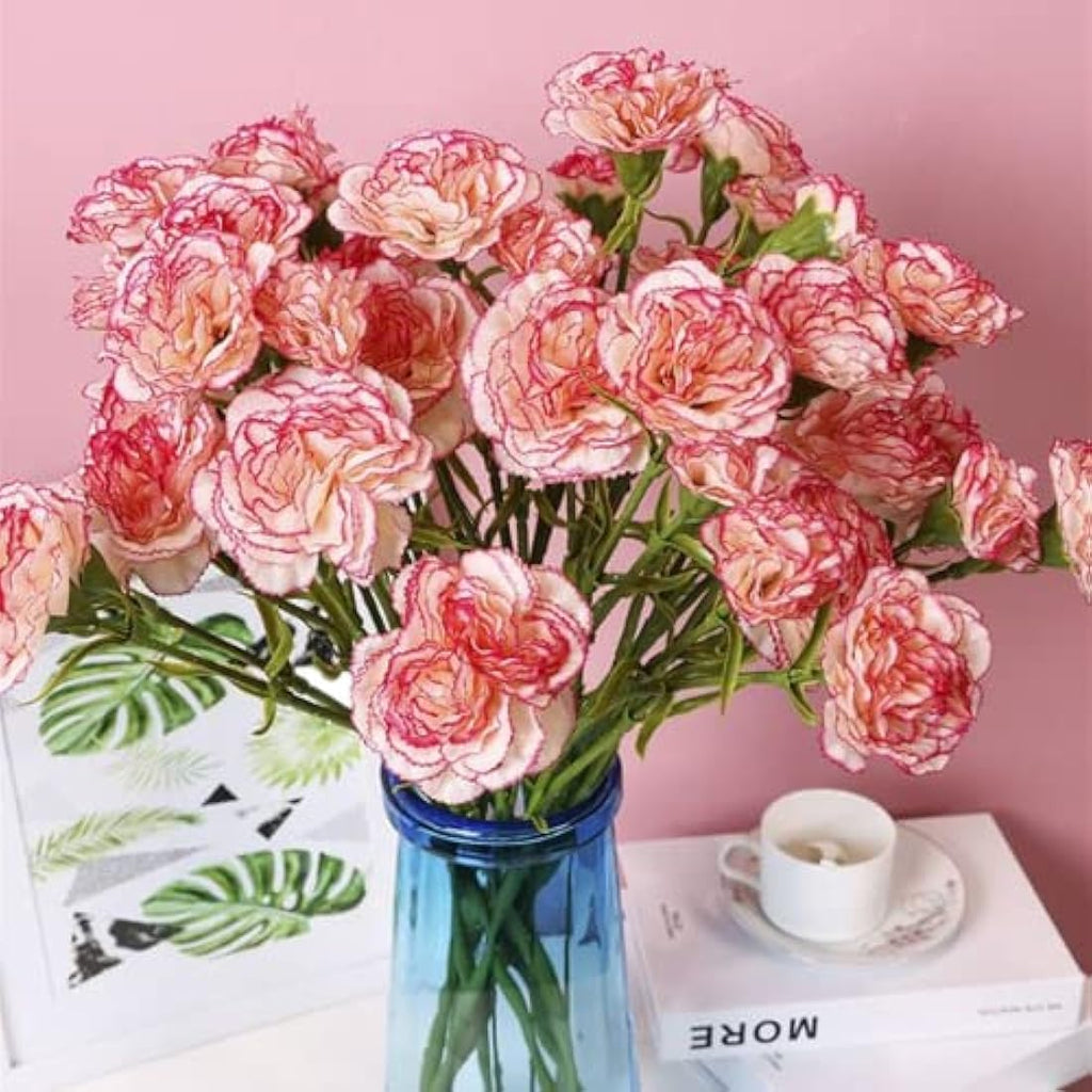 Jolof Store 40 Heads Artificial Carnations – UV Resistant Silk Bouquet