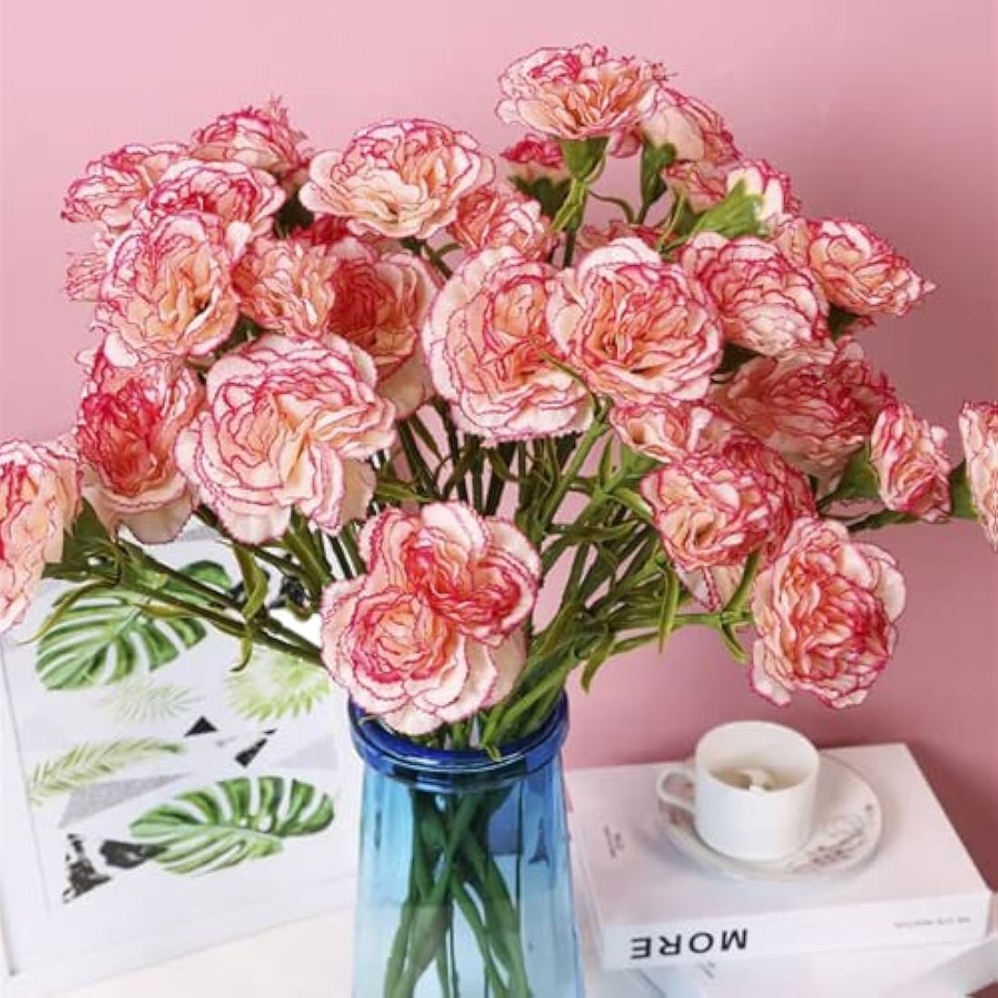 Jolof Store 40 Heads Artificial Carnations – UV Resistant Silk Bouquet