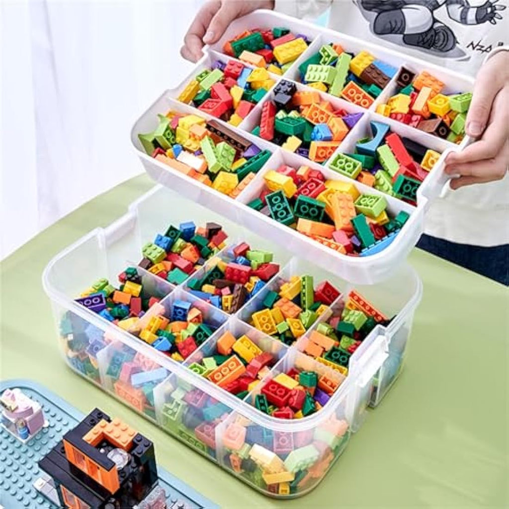 MueJah 3-Tier Stackable Lego Storage Organizer – Green Plastic Toy Bin