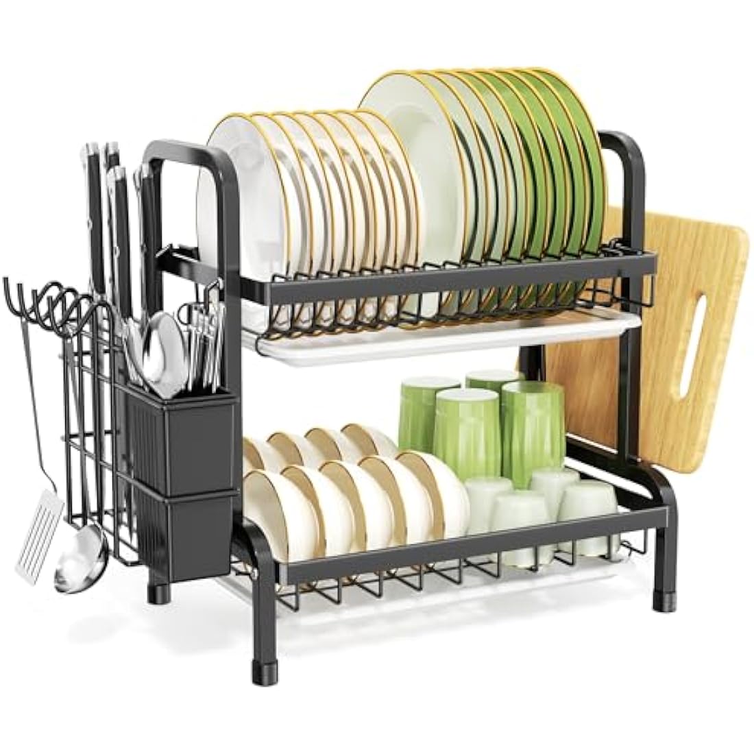 Niffgaff 2-Tier Stainless Steel Dish Drying Rack with Drip Tray