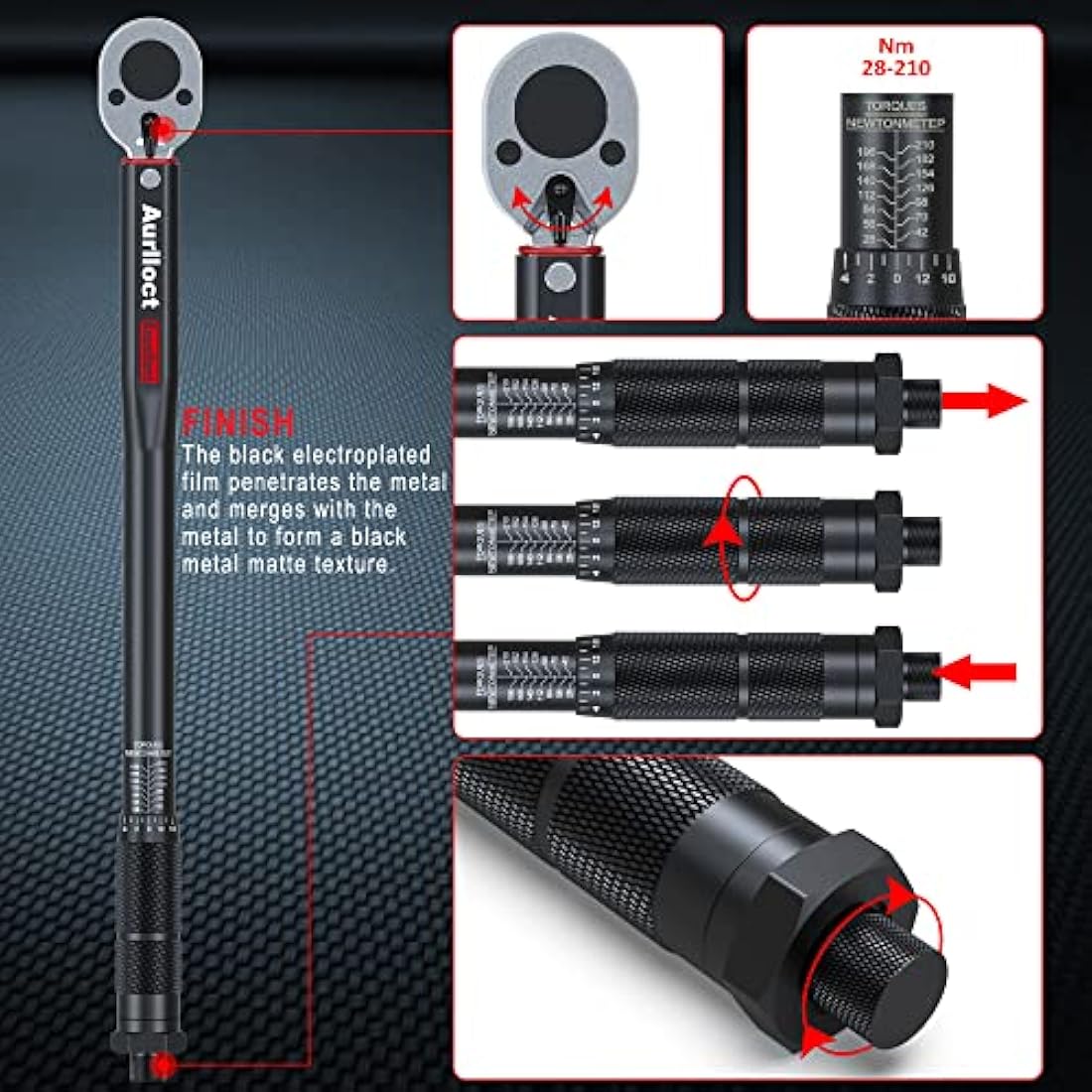 Jolof Store 1/2 Inch Drive Click Torque Wrench (20-230 Nm) - Black