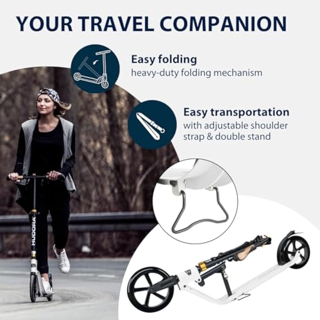 HUDORA BigWheel Style 230 Scooter – Klappbarer Cityroller bis 120kg