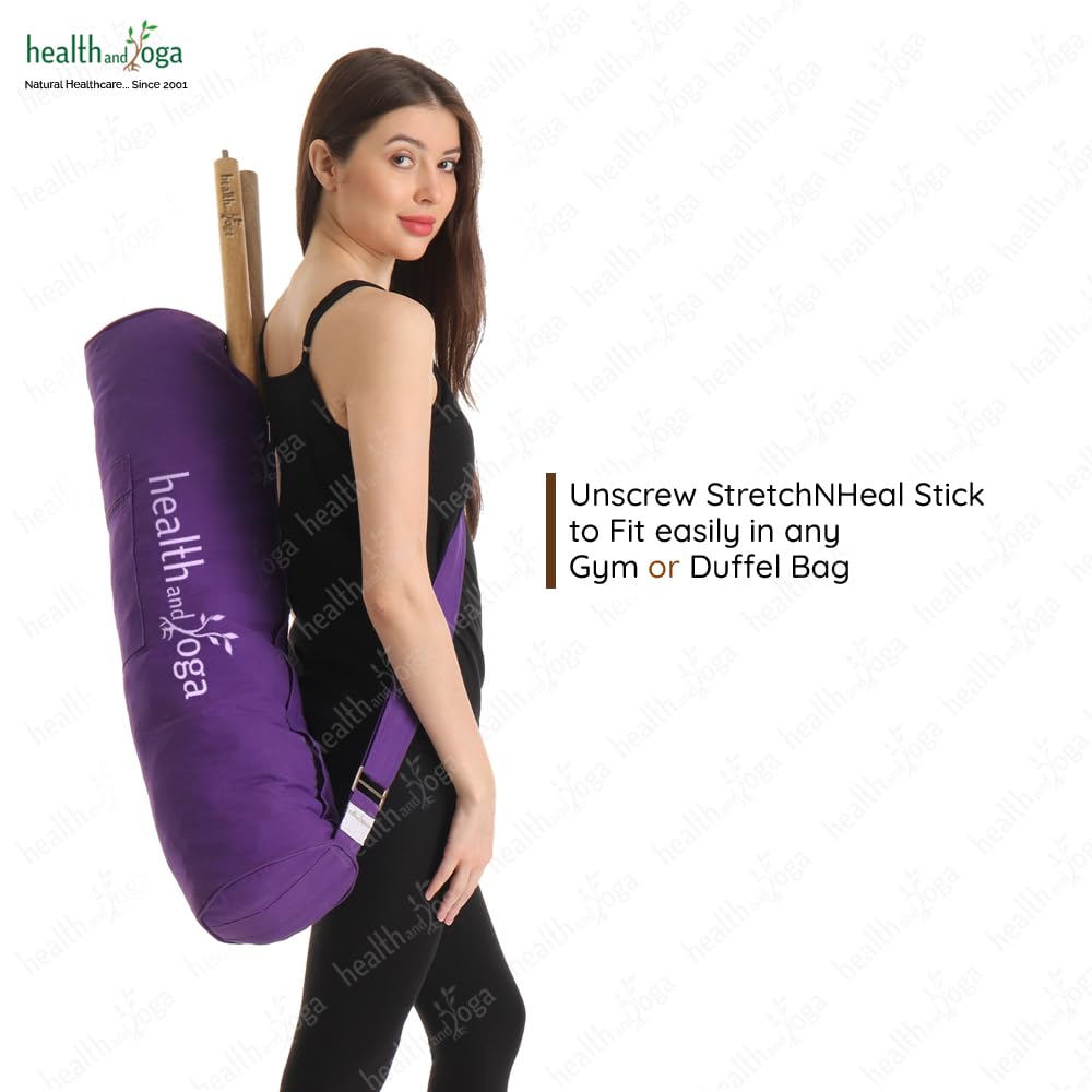 HealthAndYoga 48" Wooden Yoga Stick – Collapsible Posture Corrector Rod