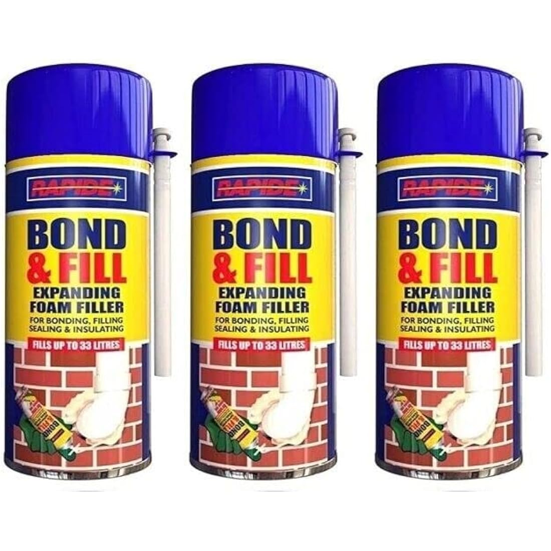 Jolof Store Expanding Foam Filler - 3 x 500ml Insulation Spray Cans