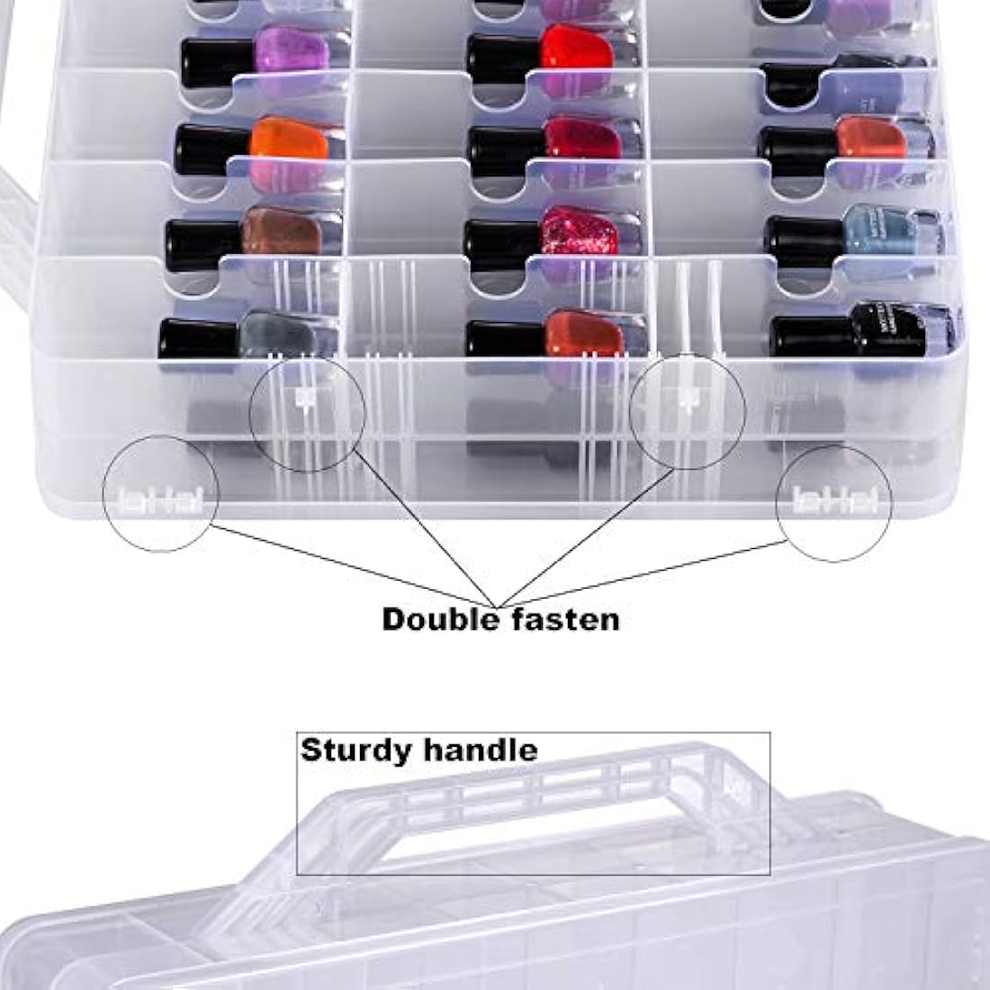 DreamGenius Nail Polish Organizer | 48 Bottle Clear Storage Case