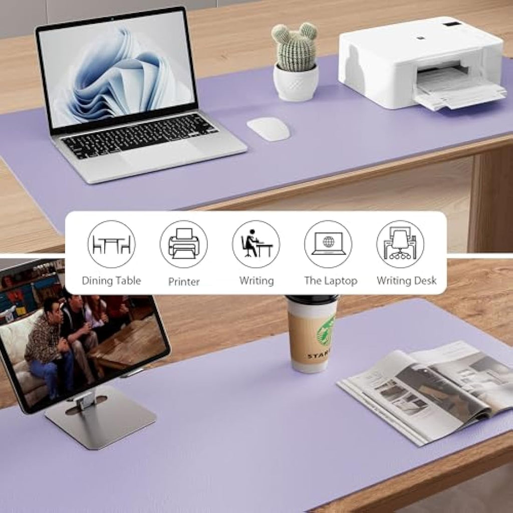 PU Leather Desk Pad – Waterproof Non-Slip Office Mat, Lavender
