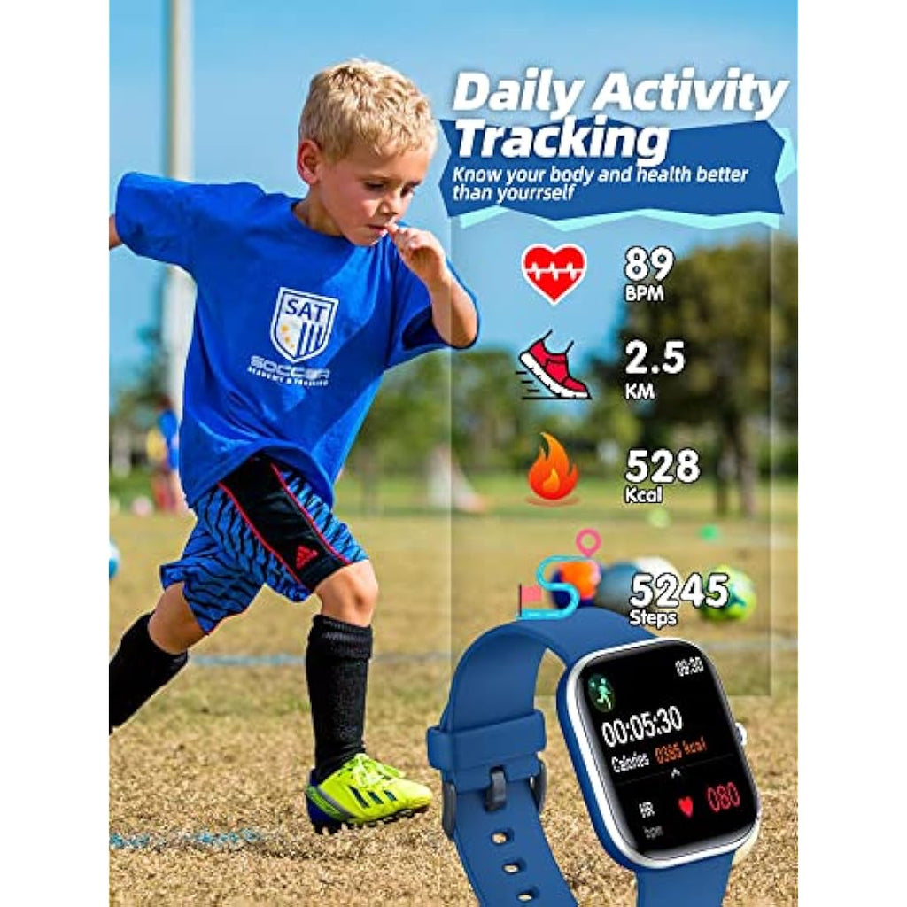 Slothcloud Kids Smart Watch – IP68 Waterproof Fitness Tracker, Blue