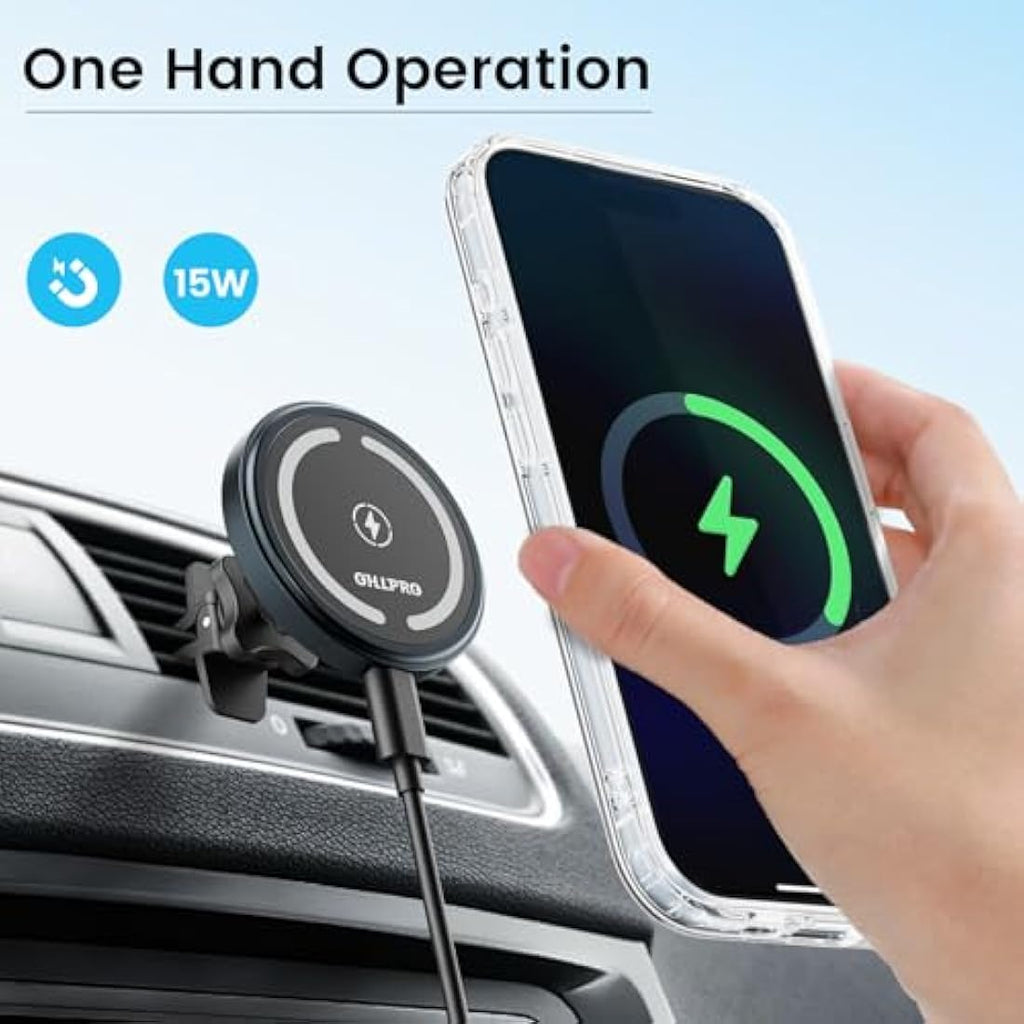 OHLPRO MagSafe Car Mount Charger – 15W Fast Wireless Dashboard Holder