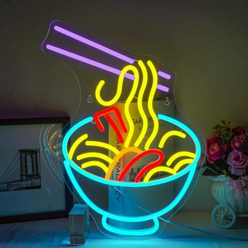 ineonlife Ramen Neon Sign – Blue LED Noodle Light for Restaurant Decor