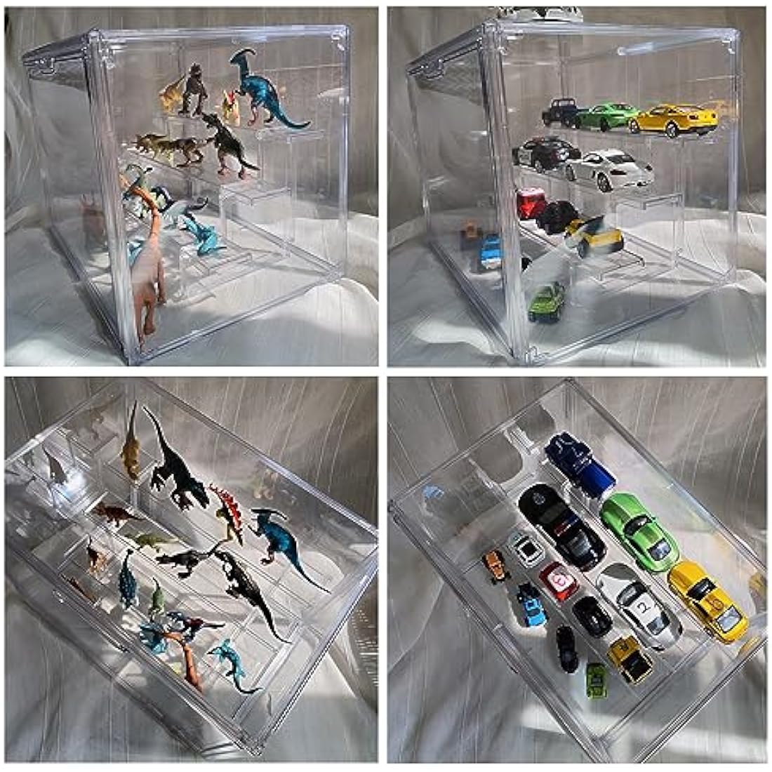 Jolof Store Acrylic Display Case with 3-Tier Ladder for Lego & Funko Pop