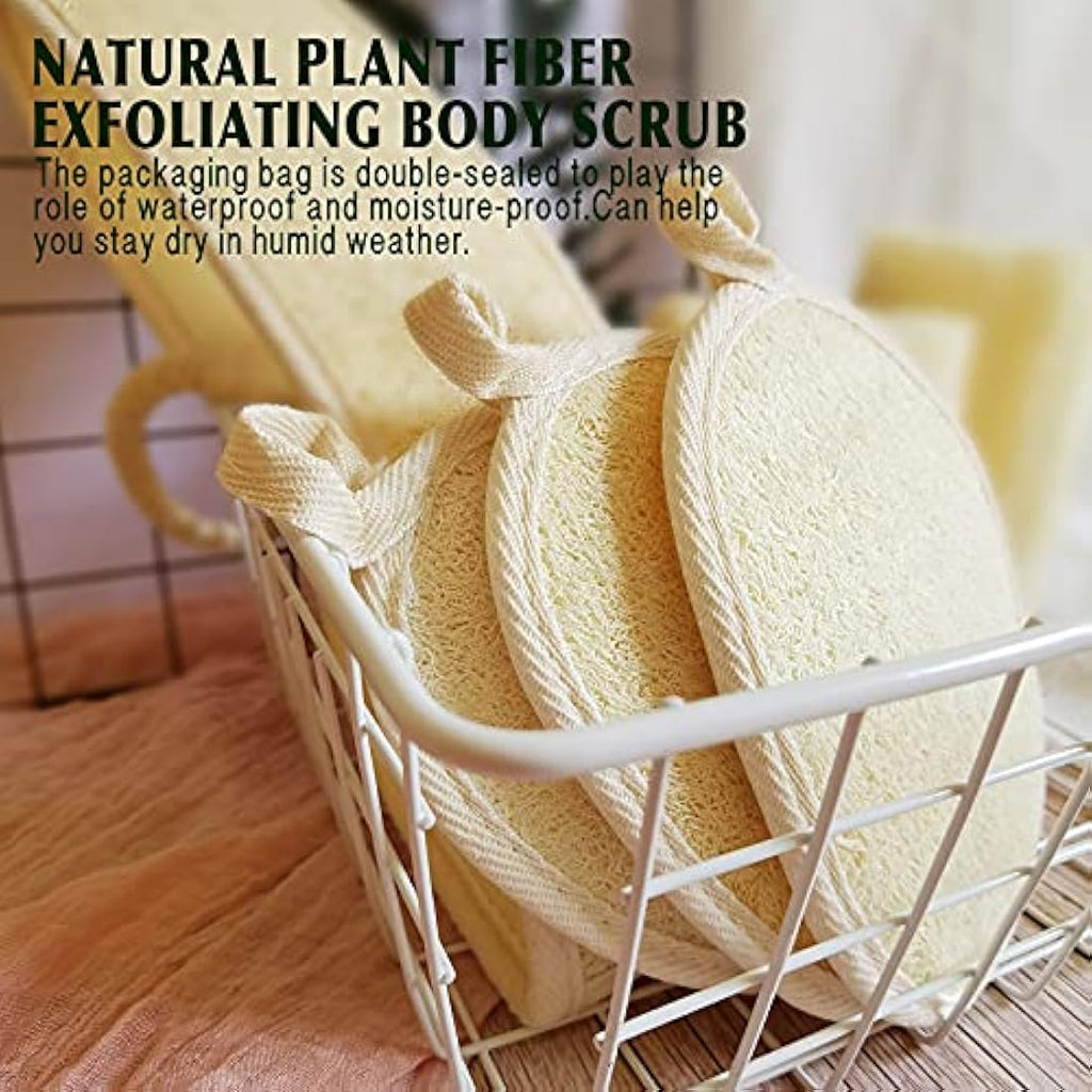 Natural Loofah Sponge Exfoliating Body Scrubber – 3 Pack