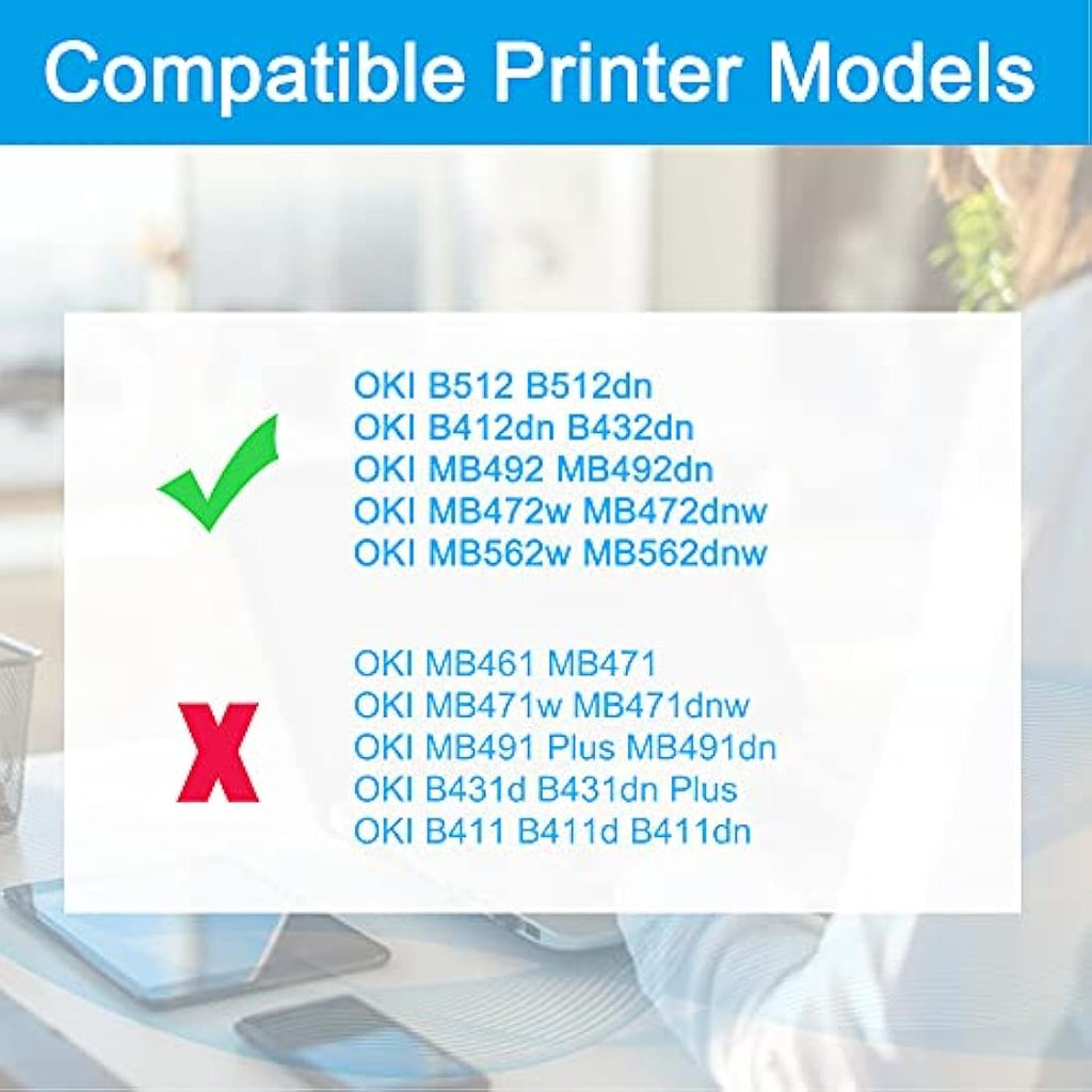 LCL Compatible Toner Cartridge for OKI B412dn B432dn B512dn | 2-Pack Black