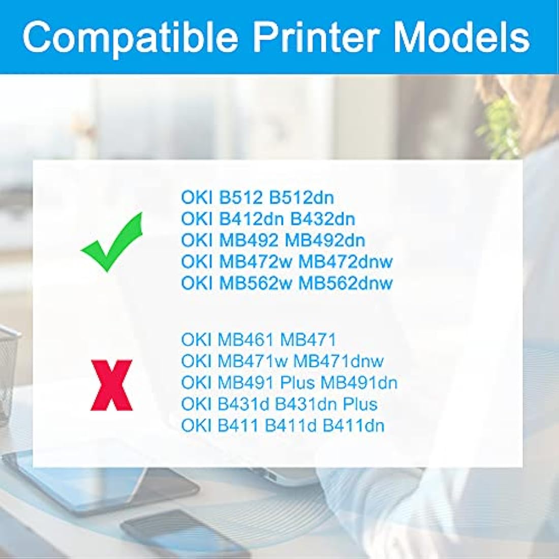 LCL Compatible Toner Cartridge for OKI B412dn B432dn B512dn | 2-Pack Black