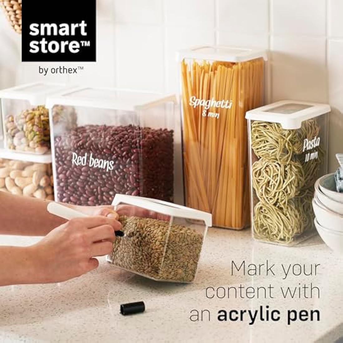 SmartStore Airtight Dry Food Containers – 3.5L Bio-Based Plastic Set of 4