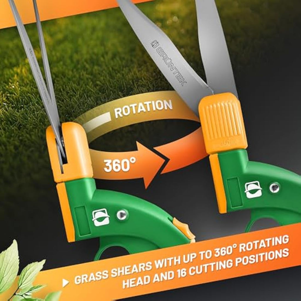 GRÜNTEK Swift Grass Shears | 360° Rotating Teflon Blades | 380mm
