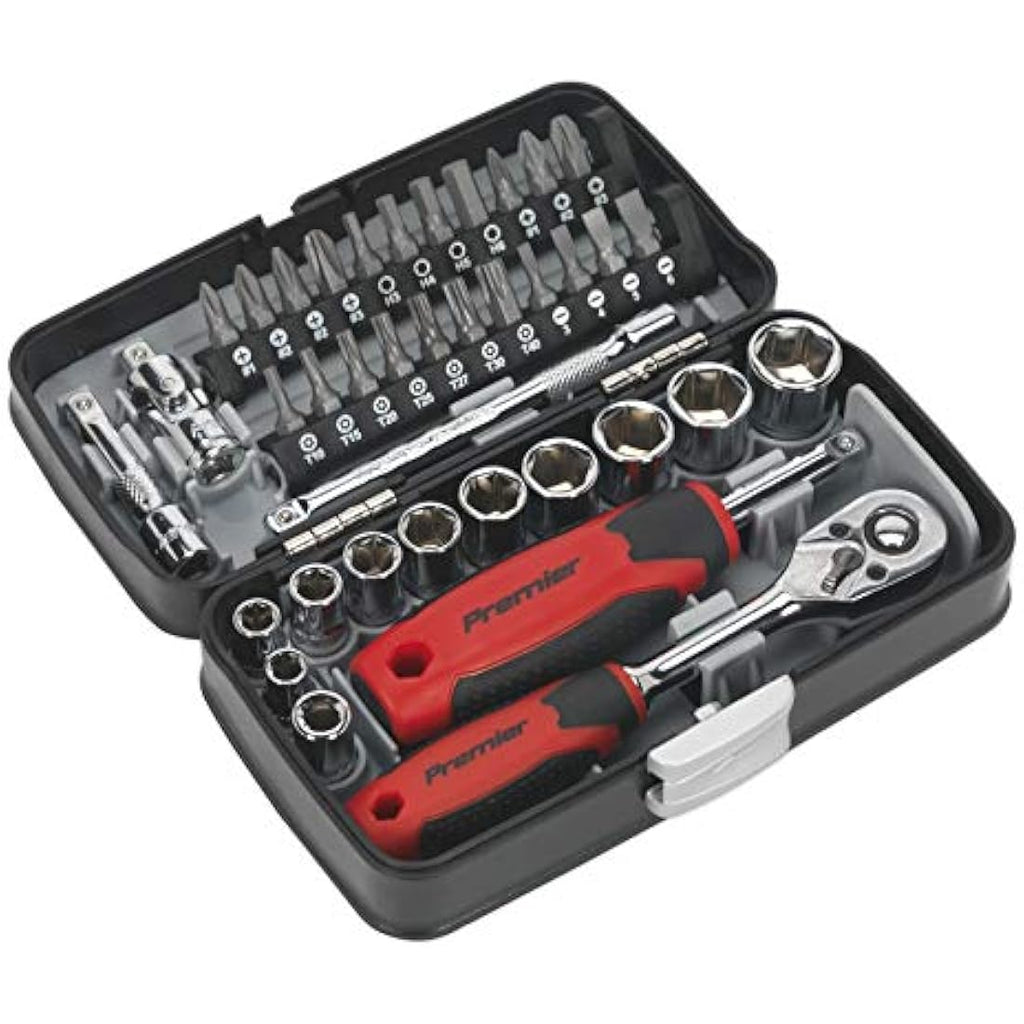 Sealey AK8945 38-Piece 1/4" Sq Drive Socket and Bit Set – Chrome Vanadium
