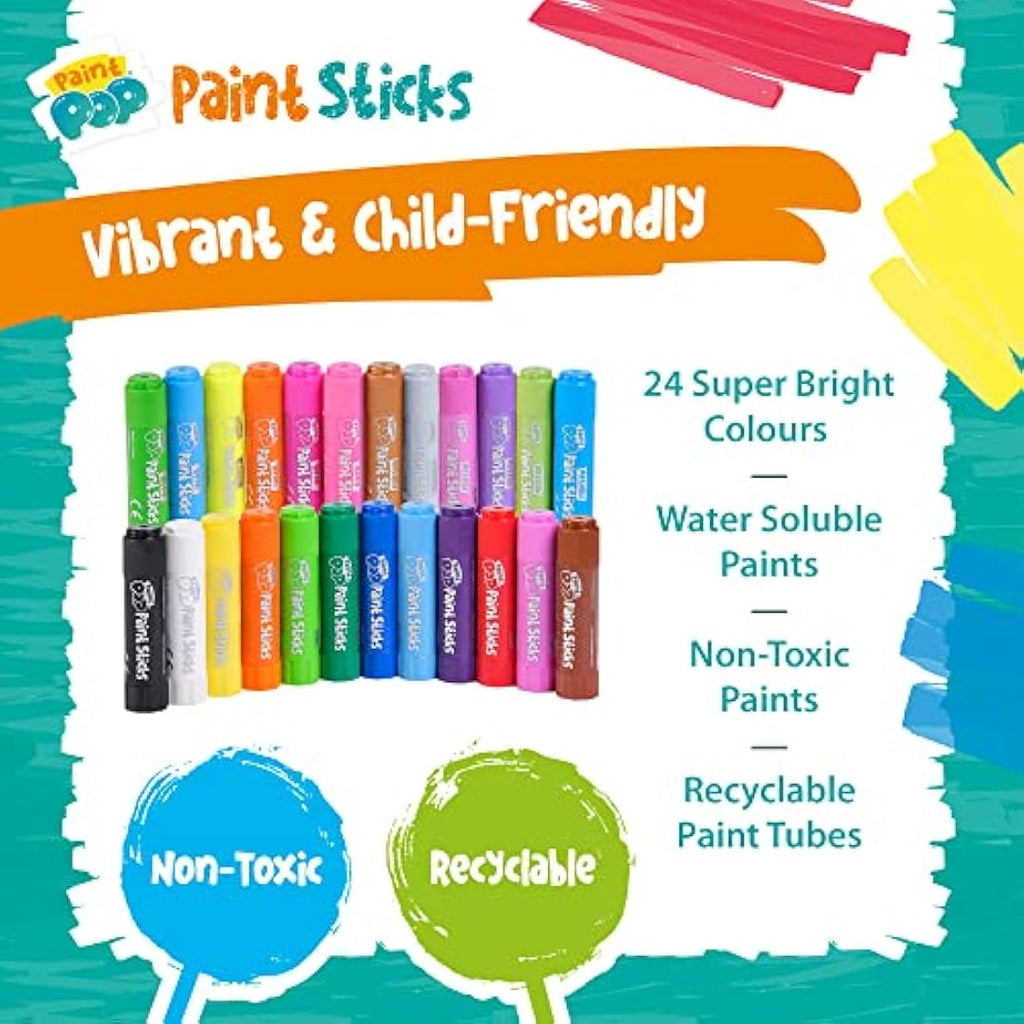 Paint Pop Paint Sticks for Kids – 24 Pack Mess-Free Fast Drying Art