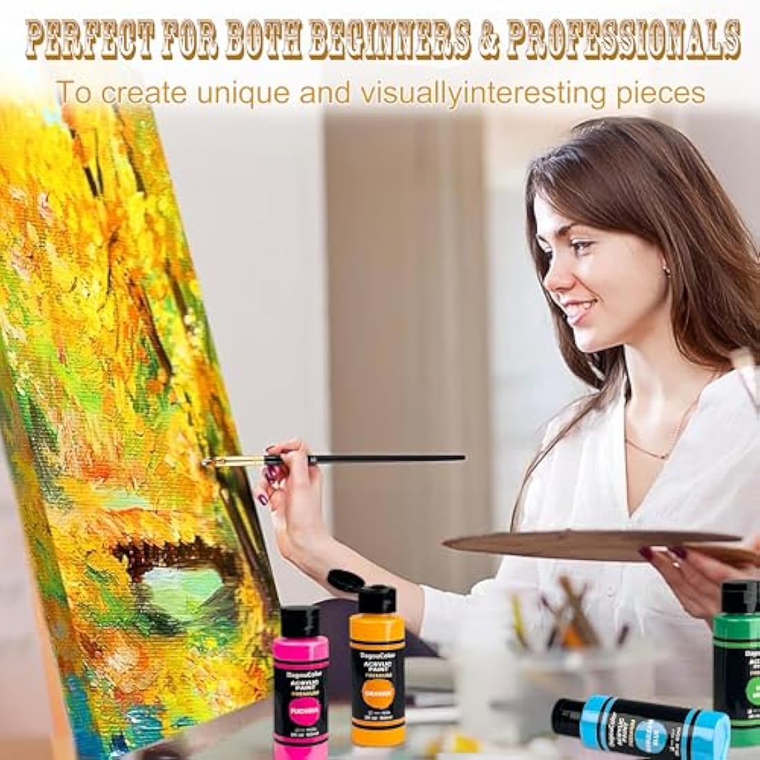 DagouColor 61-Piece Acrylic Paint Set - 48 Colors with Brushes & Palette