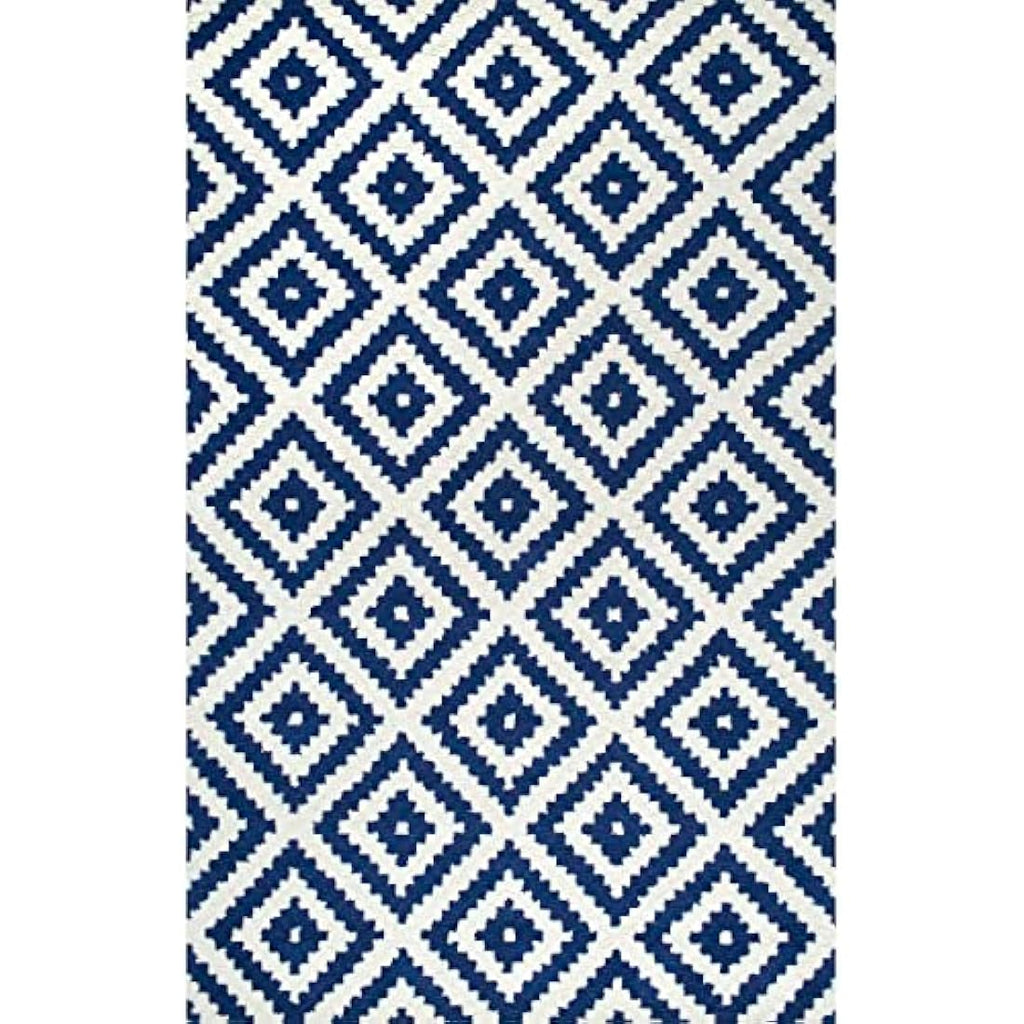 nuLOOM Kellee Geometric Wool Rug – Hand Tufted Navy Accent Rug, 2x3