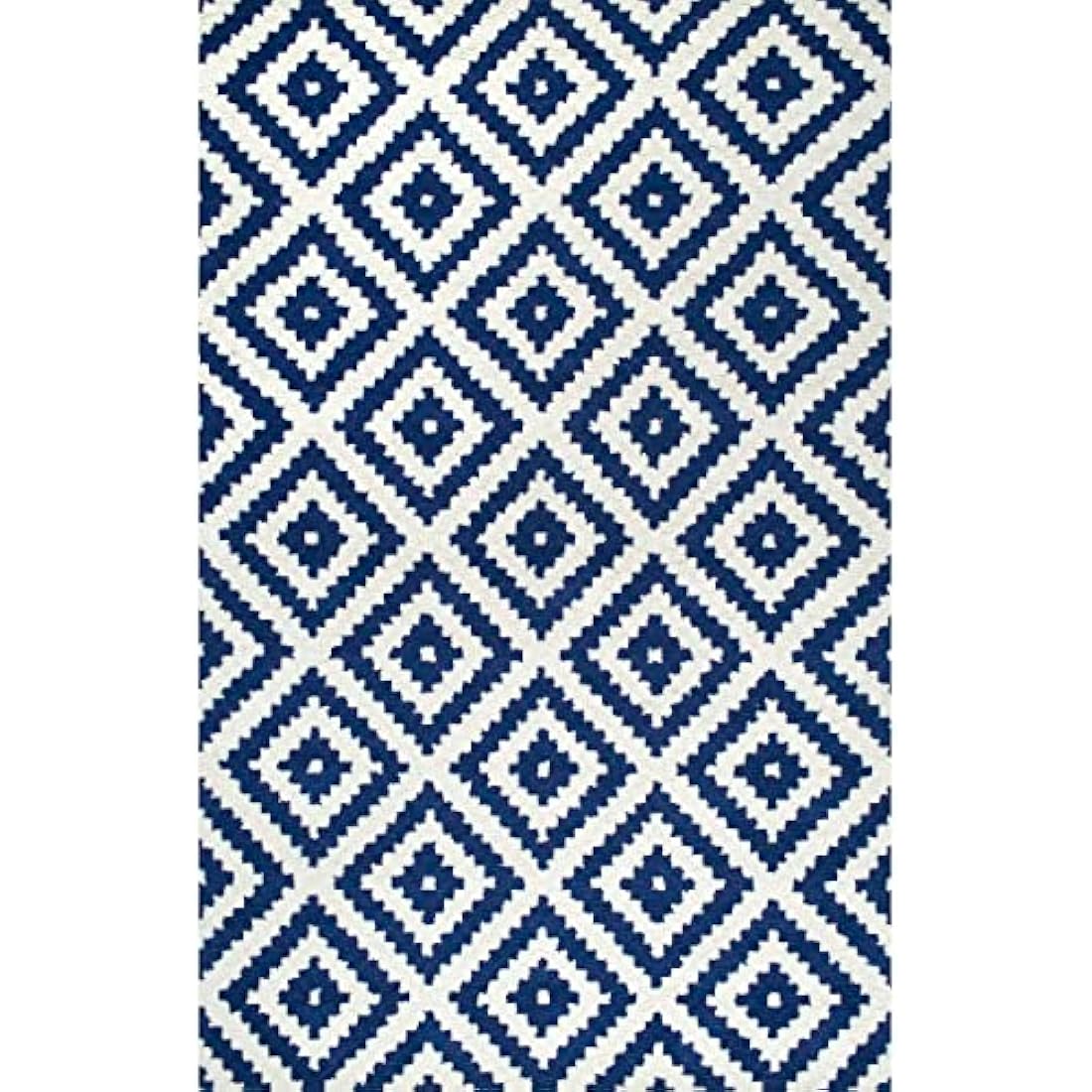 nuLOOM Kellee Geometric Wool Rug – Hand Tufted Navy Accent Rug, 2x3
