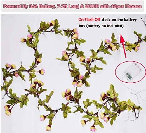Jolof Store Rose Flower String Lights – 2 Pack 40 LED Battery Garland
