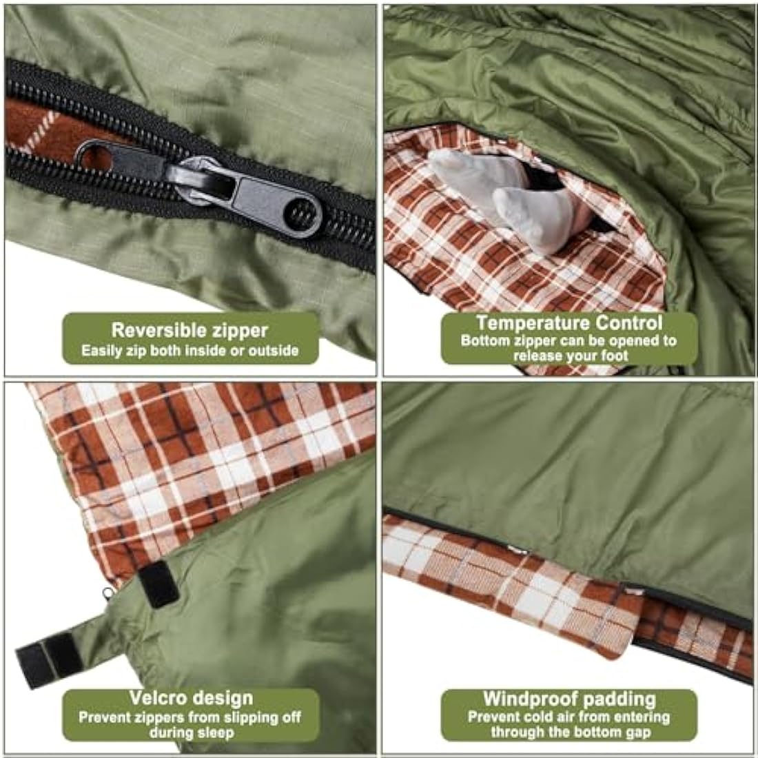 Agemore Double Flannel Sleeping Bag – Waterproof Queen 2 Person Camping Bag