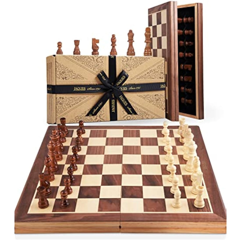 Jaques of London Wooden Staunton Chess Set | Folding Board & Pieces
