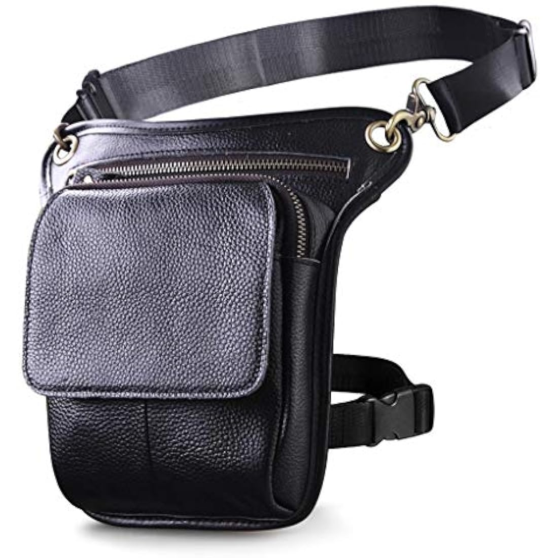 Mens Genuine Leather Motorcycle Drop Leg Bag Waist Pack