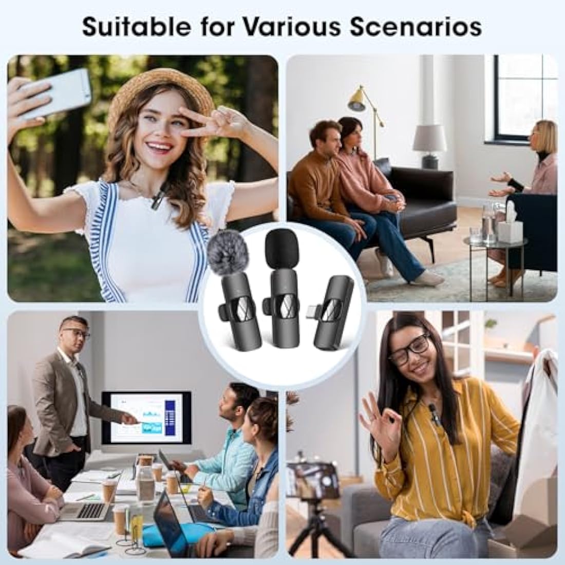 HMKCH Wireless Lavalier Microphone for iPhone & Android – Noise Reduction