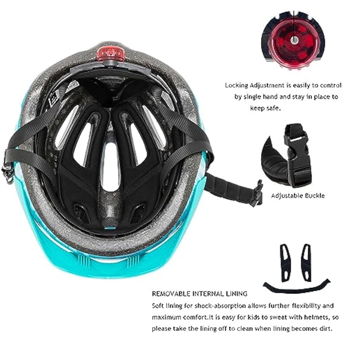 Jolof Store Kids Bike Helmet | LED Safety Light | Lightweight 50-57cm