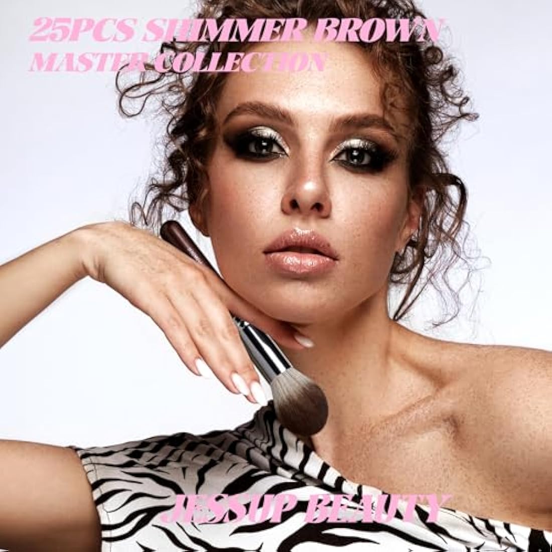 Jessup 25pcs Professional Makeup Brushes Set | Premium Synthetic - Brown