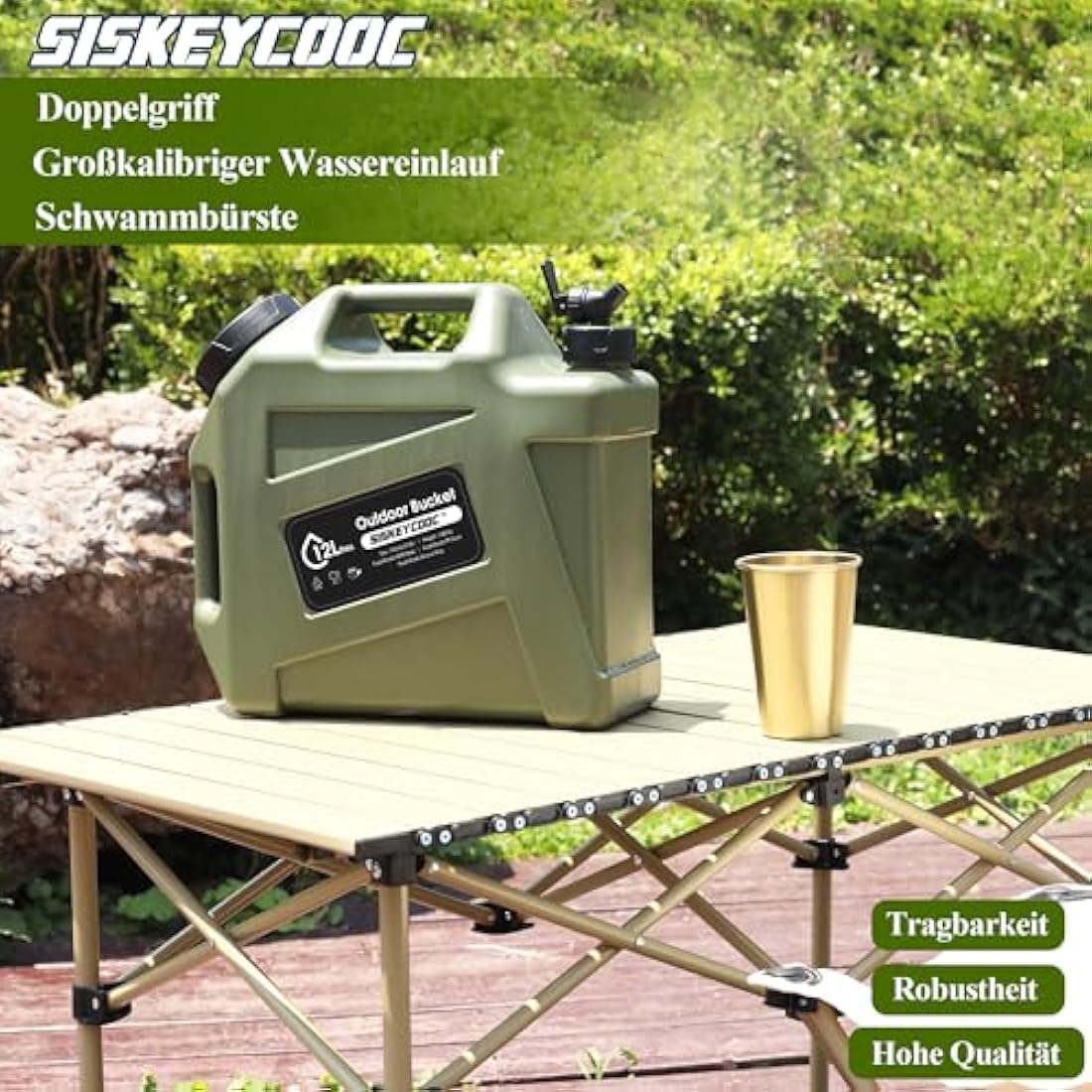 SISKEYCOOC 12L Portable Water Canister with Tap | BPA-Free Camping Tank
