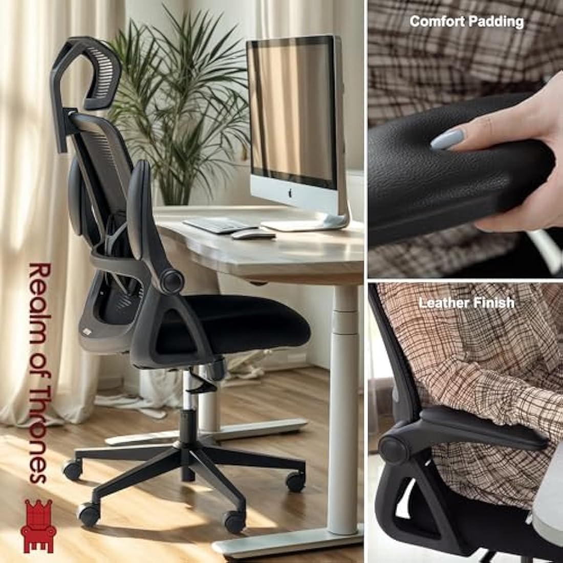 Realm of Thrones Captain Ergonomic Mesh Office Chair - Heavy Duty Black
