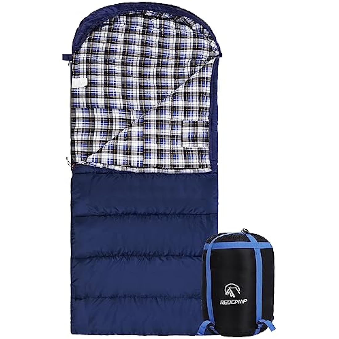 REDCAMP XL Flannel Lined Sleeping Bag with Pillow | 3-4 Season Winter